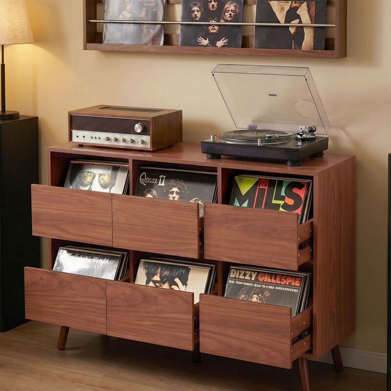 Flukro Vinyl Record Storage Media Console Cabinet image number 2