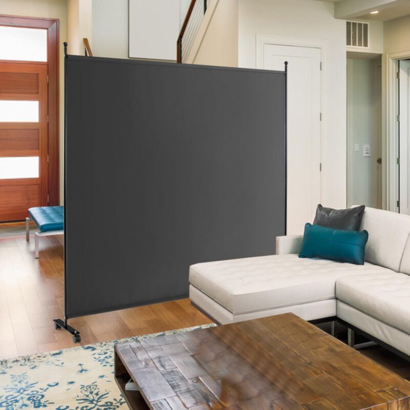 Hivvago 6 Feet Single Panel Rolling Room Divider with Smooth Wheels