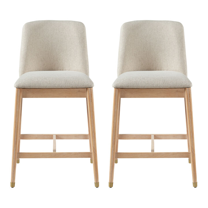 Christopher Knight Home Alexandra Farmhouse Rubberwood Upholstered Counter Stools with Curved Backrest (Set of 2)