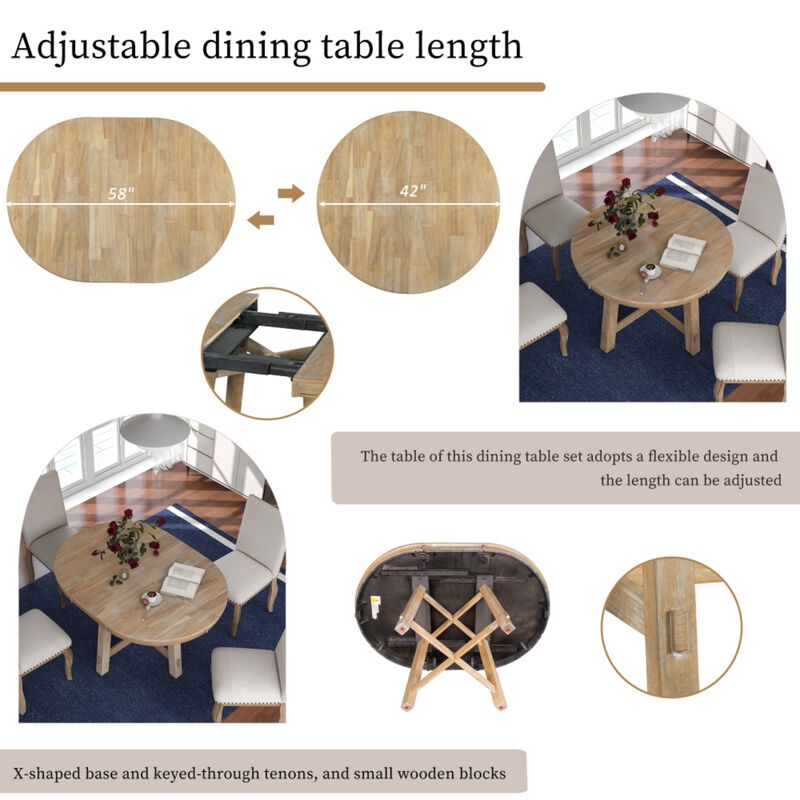 Hoswos Farmhouse Extendable Round Dining Table image number 3