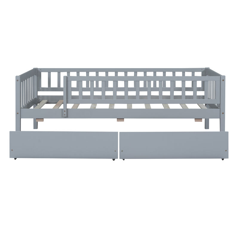 Whisen Twin Size Daybed Wood Bed with Two Drawers image number 8