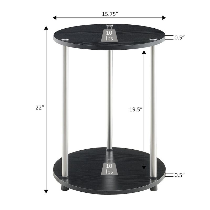 Convenience Concepts Designs2Go No Tools 2 Tier Round End Table