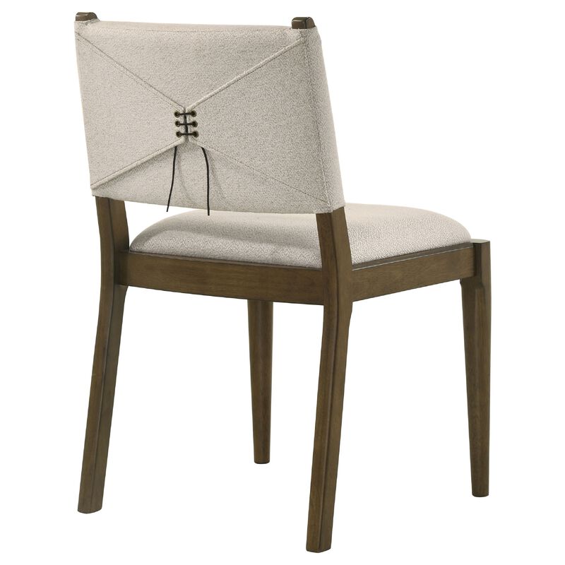 Clera Upholstered Dining Side Chair, Tie Details, Set of 2, Brown Wood image number 6
