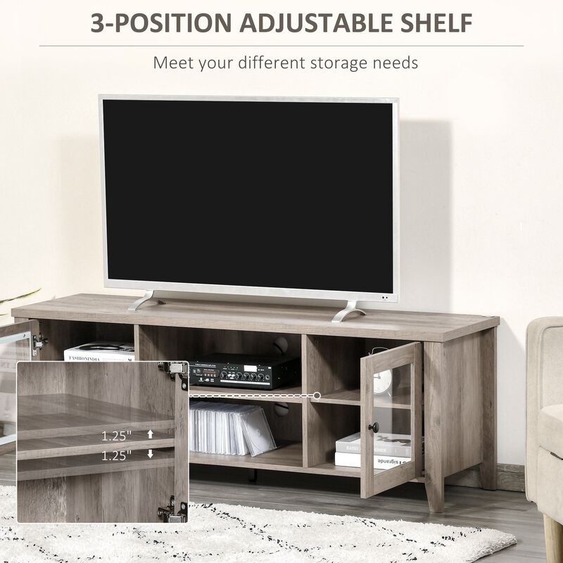 Grey Wash Entertainment: Modern TV Stand with Cabinets for 60" TVs