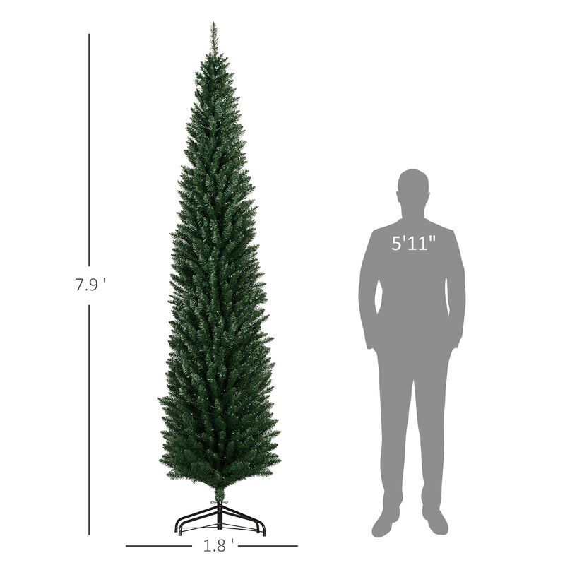 BreeBe 8 ft Prelit Artificial Christmas Tree Skinny Pencil Design with Base image number 2