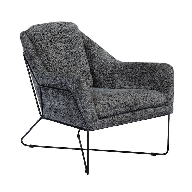 Emilia Lounge Chair in Charcoal Blue Boucle Fabric