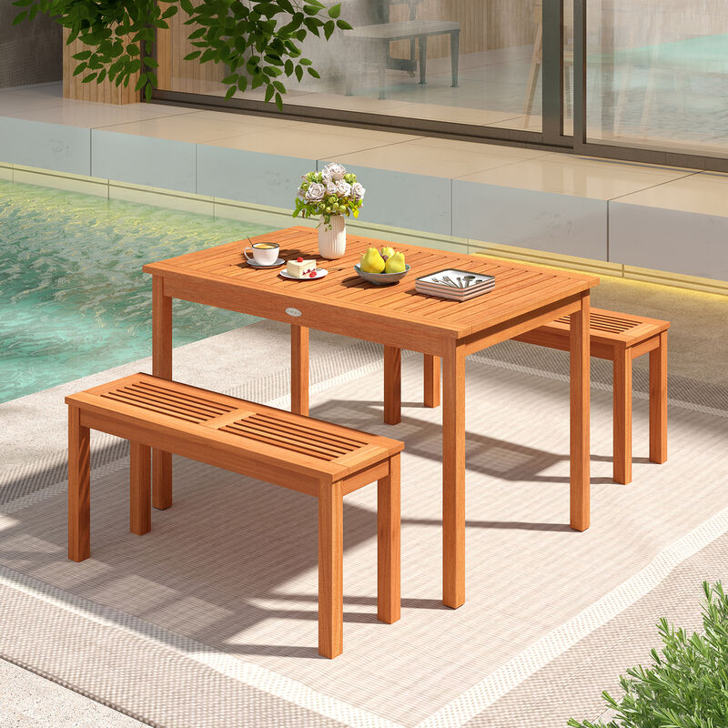 48" Wood Rectangular Patio Table for 4&ndash;6 People, Outdoor Dining Table image number 1