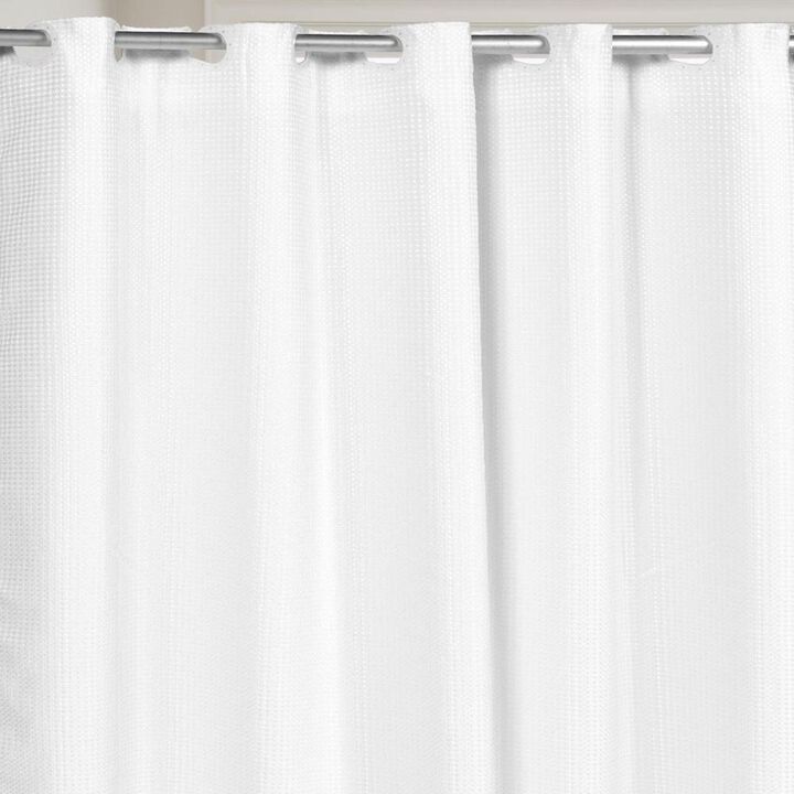 Carnation Home Fashions SCPREWAF33 70 x 72 in. Pre Hooked Waffle Weave Fabric Shower Curtain,