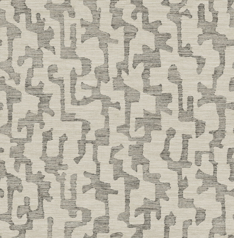 Cipher Black Geometric Faux Grasscloth Wallpaper image number 0