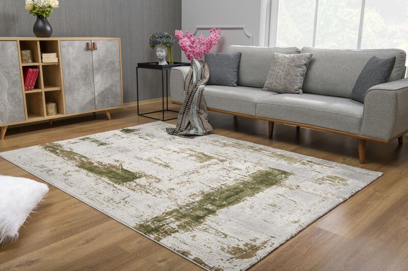 Rug Branch Silvan Contemporary Abstract Green Beige Indoor Area Rug
