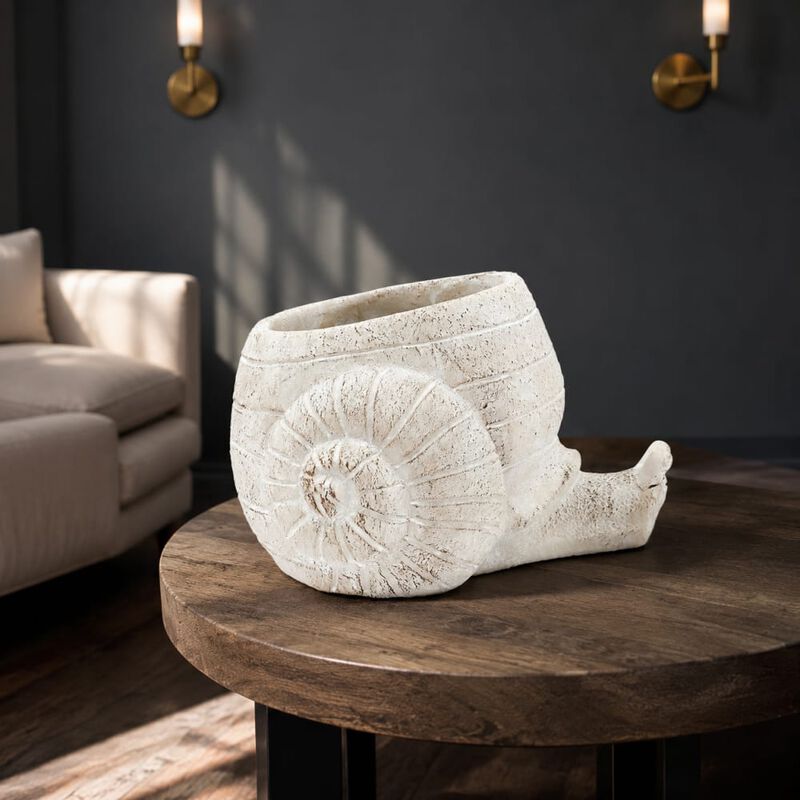 WOW PIONEER Sand and Cement Snail Decorative Planter for Succulents, Herbs, and Trailing Plants as Indoor Home Decor Accent image number 2