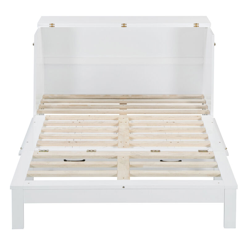 Whisen Modern Design Full Size Murphy Bed, Folded into a Cabinet with Large Drawers