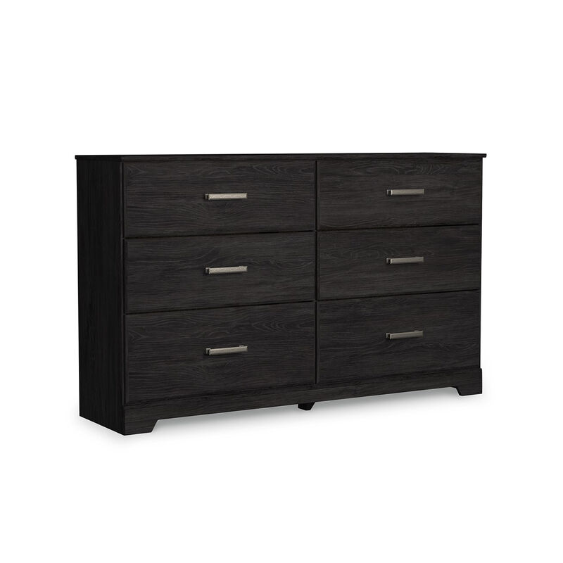 Cyme 60 In Wide Dresser, 6 Drawer, Modern Dark Charcoal Brown Laminate - Benzara