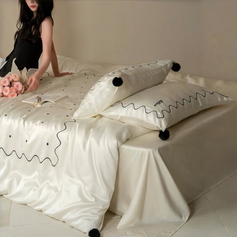 Queen Retro French Tencel Duvet Cover Set of 4 image number 4