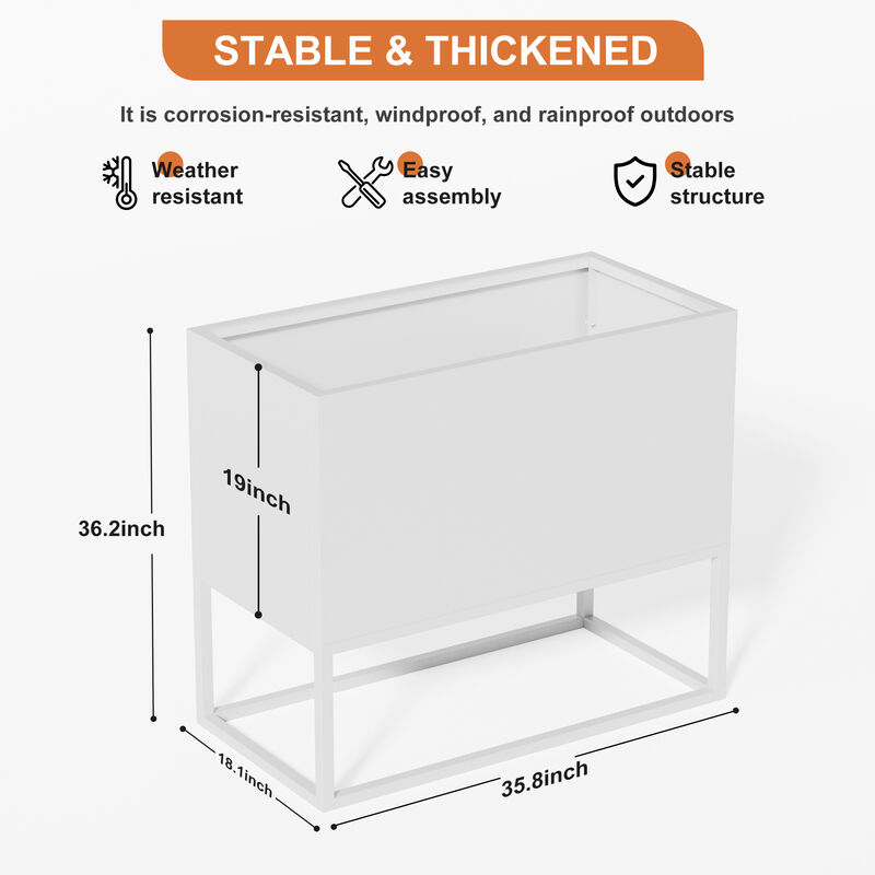 Metal Rectangular Planter with Shelves and Drainage Holes