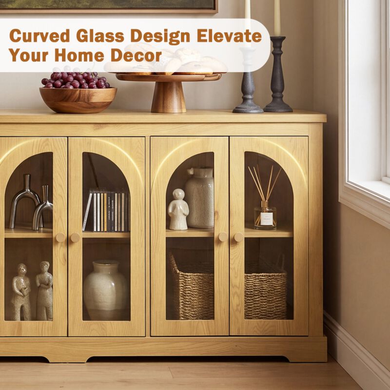 Fulbes  Farmhouse Arched Glass Door Sideboard Cabinet image number 3