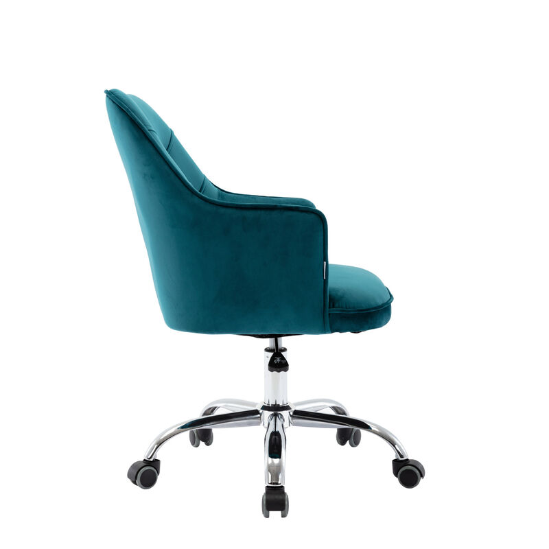 Velvet Swivel Shell Chair for Living Room, Office chair Modern Leisure Arm Chair LAKE BLUE image number 6