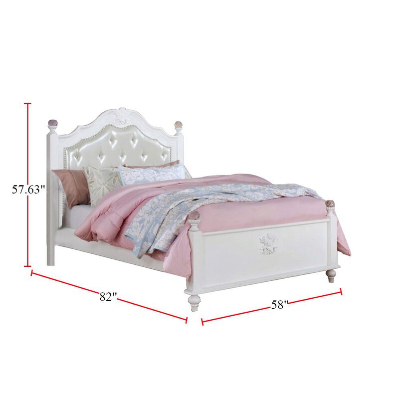 Simple Relax Leatherette and Wood Full Bed in White image number 3
