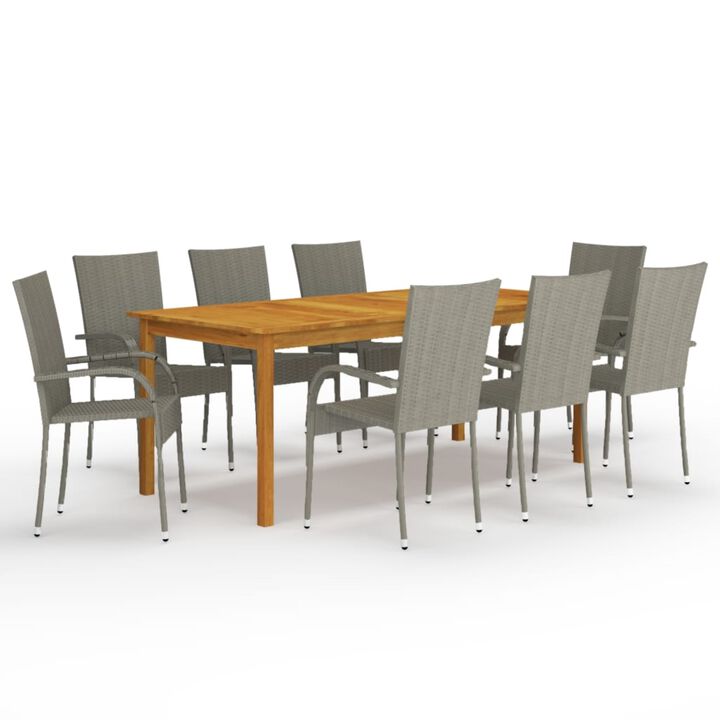 vidaXL 9 Piece Garden Dining Set Gray