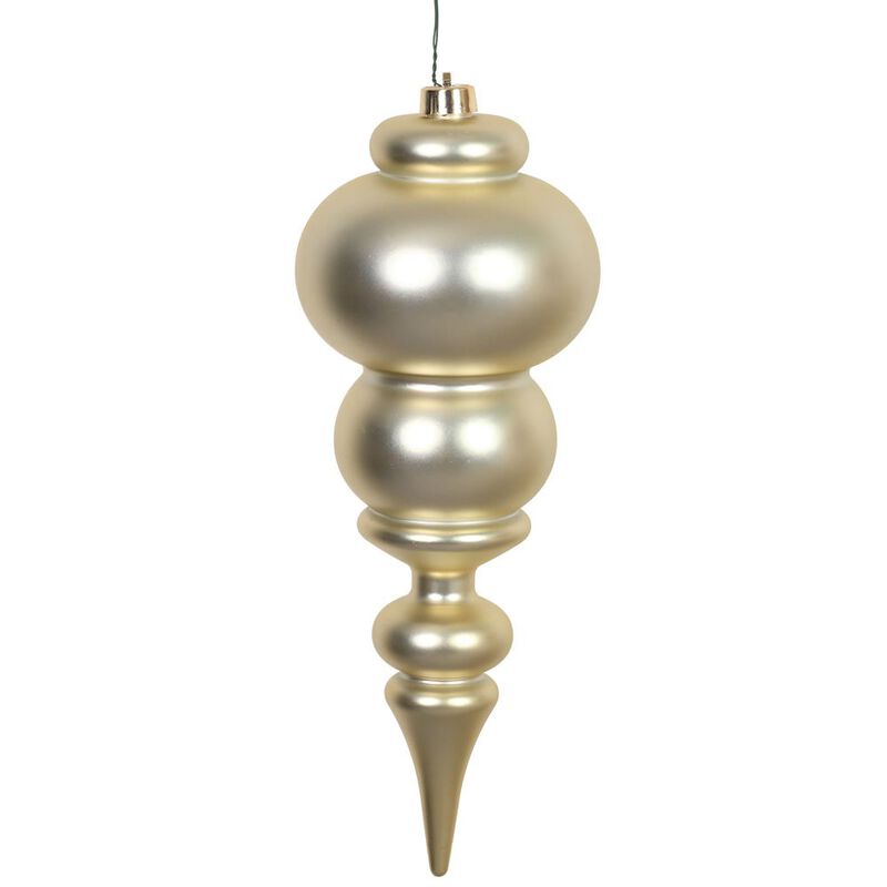 Vickerman 14" Matte Finial Ornament, Shatterproof Plastic, UV Resistant Christmas Tree Decoration, Champagne image number 0
