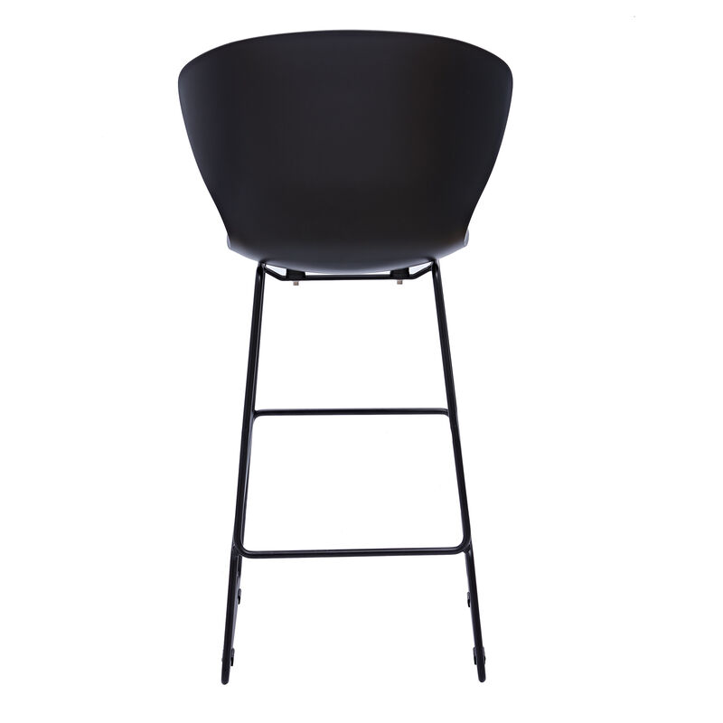 Hivvago Set of Two 26 Inch Black Heavy Duty Plastic and Metal Low Back Counter Height Bar Chairs