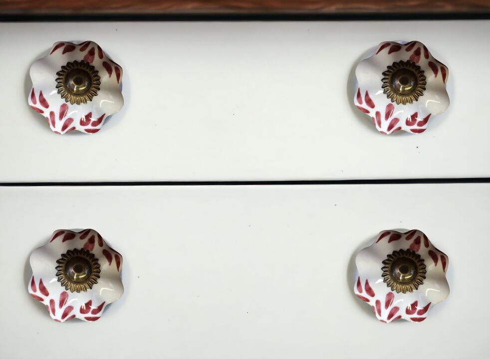 HomeRoots Set of Eight Brown And White Ceramic And Metal Drawer Pull Knobs