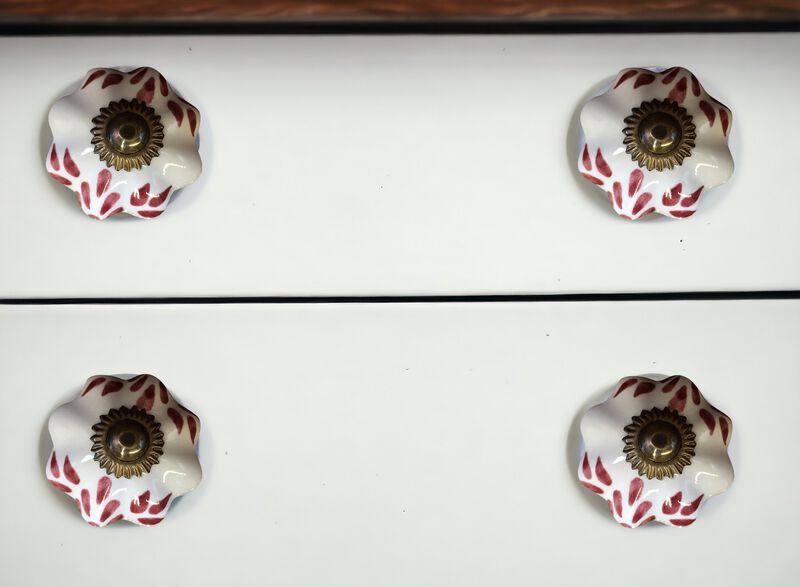 HomeRoots Set of Eight Brown And White Ceramic And Metal Drawer Pull Knobs image number 1