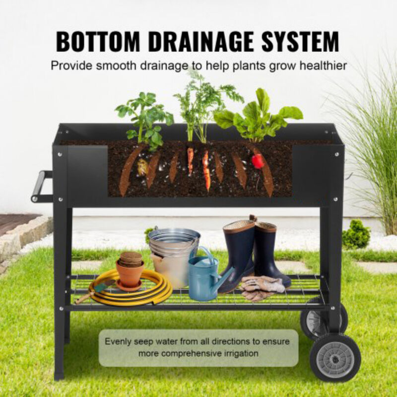 Outdoor Raised Planter Box with Legs – Galvanized Metal Garden Bed for Patio, Balcony, or Yard