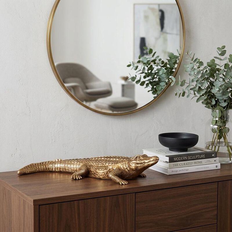 HomeRoots Crocodile Brass Finish Sculpture image number 1