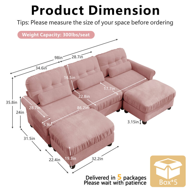 Rucis Chenille U‑Shape Modular Sectional Sofa image number 9