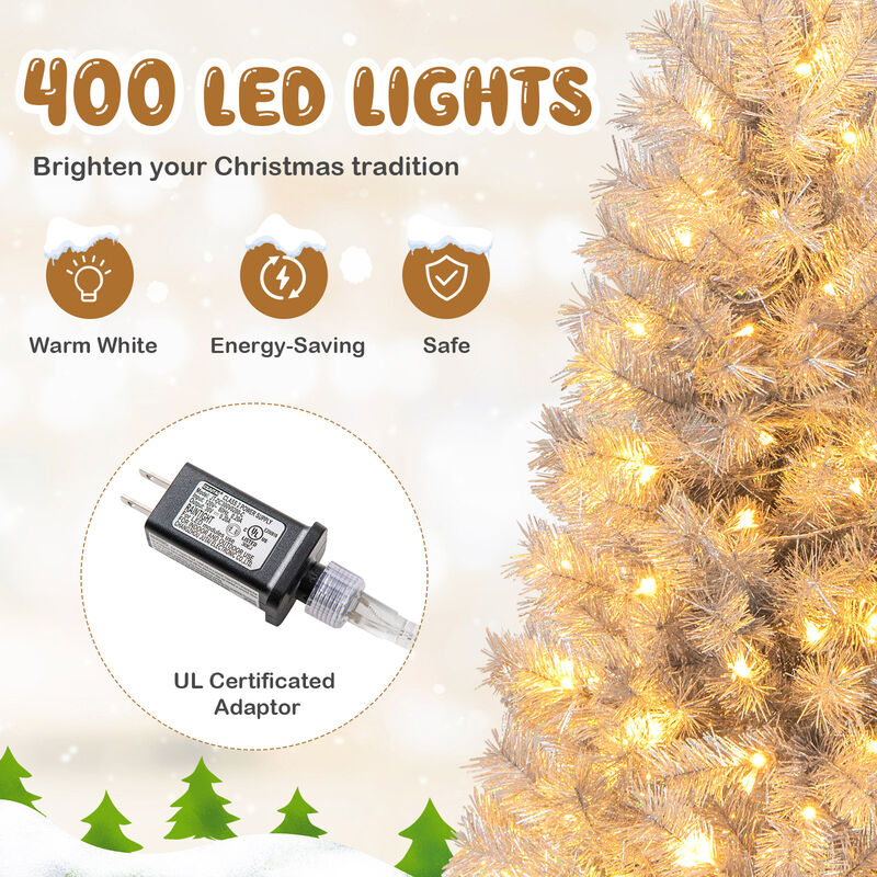 Artificial Christmas Tree with Lush Branch Tips & Built-In LED Lights for Festive Holiday D&eacute;cor