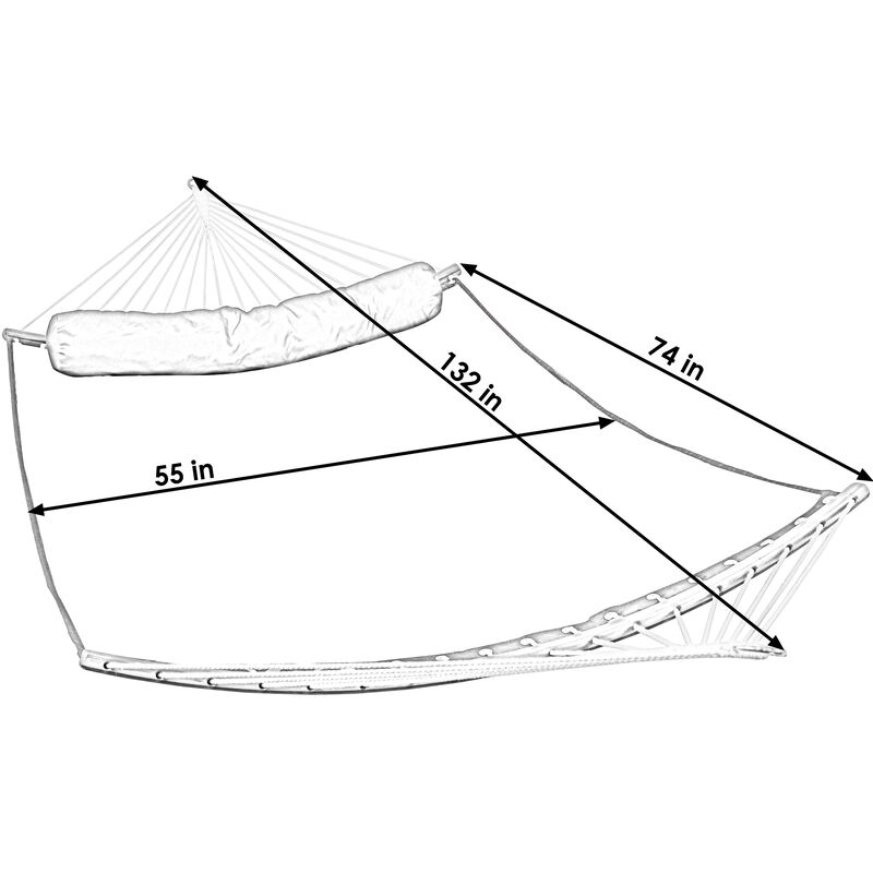 Sunnydaze 2-Person Quilted Hammock with Curved spreader Bars