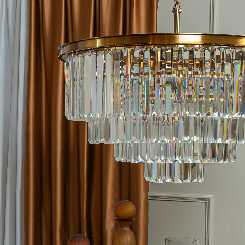 Modern 4-Tier Round Crystal Fringe Chandelier image number 3
