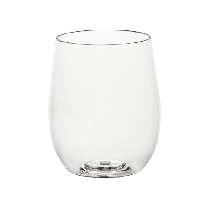12 oz. Clear Elegant Stemless Plastic Wine Glasses (64 Glasses)