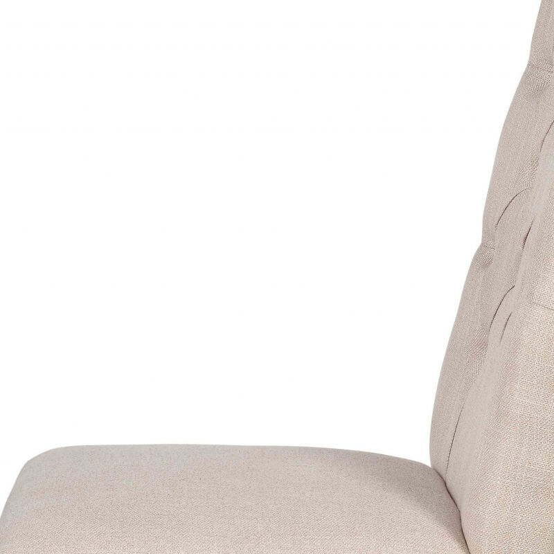 Set of 2 Tufted Linen Upholstered Dining Chairs, Side Chairs for Kitchen or Dining Room