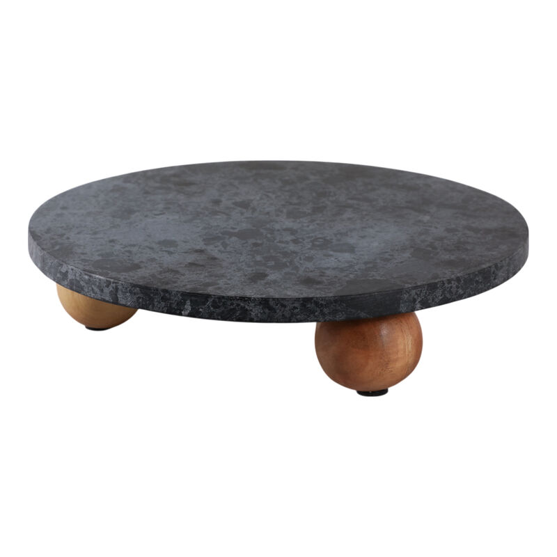 10" Marble Round Tray, Black image number 1