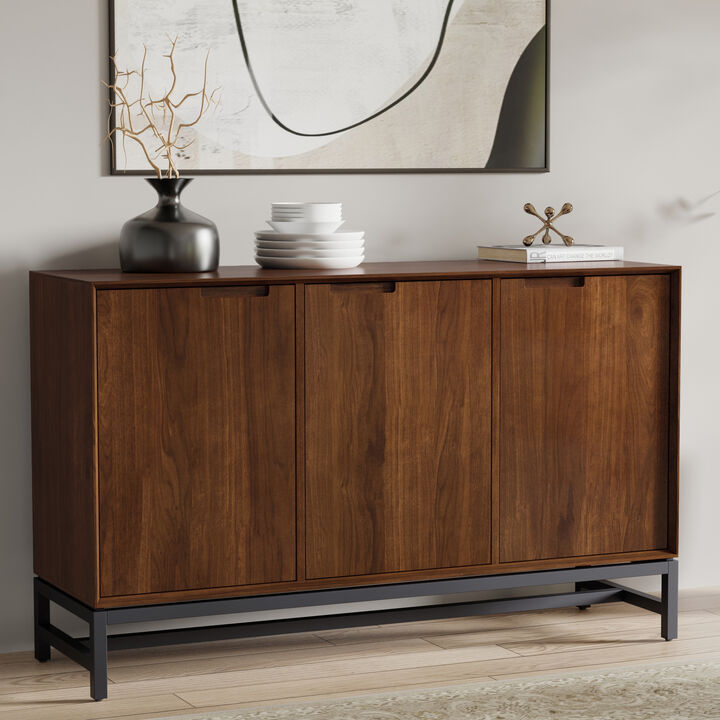 Simpli Home Banting Mid Century 3 Door Sideboard Buffet