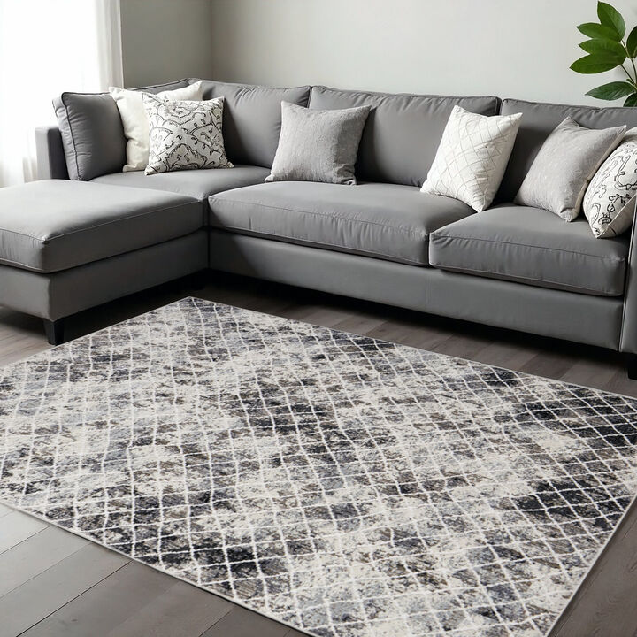 HomeRoots Geometric Distressed Area Rug