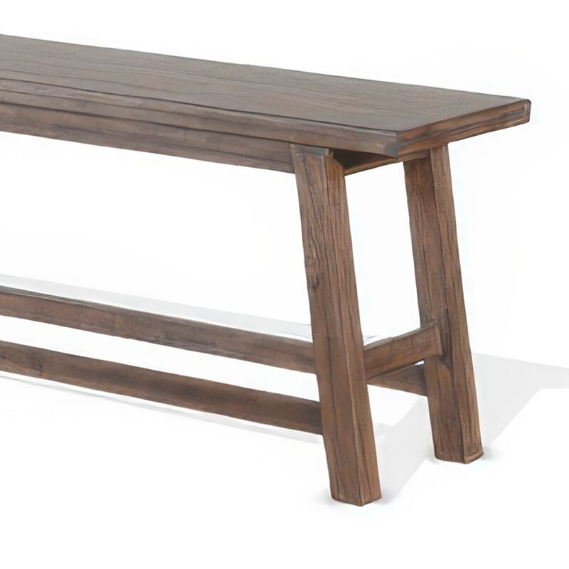 Yael Counter Height Bench, Light Brown Mahogany, Mindi Wood, 60 Inch - Benzara