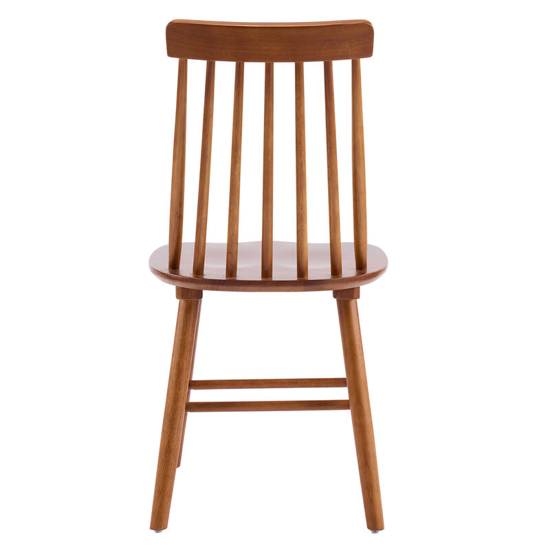 HomeRoots Set of Two Walnut Solid Wood Windsor Back Dining Side Chairs image number 4