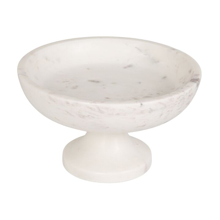 Marble Footed Bowl, White