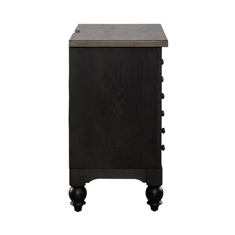 Liberty Furniture Bedside Chest w/ Charging Station - Black Traditional in Dusty Taupe 3 Drawers image number 4