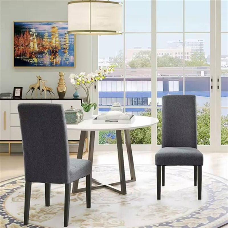 Set of 2 Modern Fabric Upholstered Dining Chair with Wood Legs