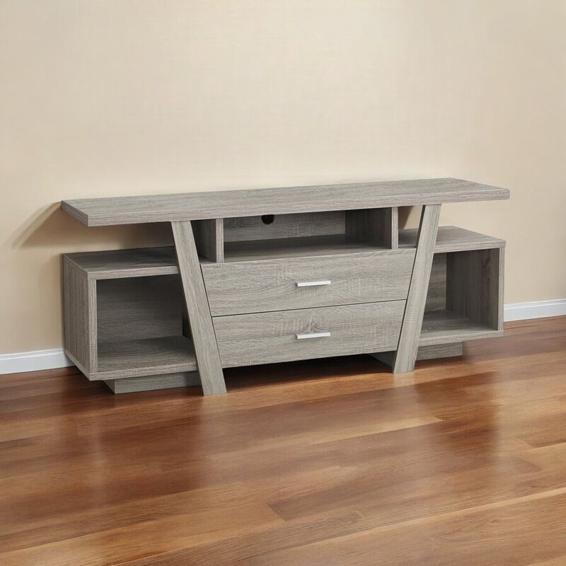 Wooden Open Shelving TV Stand &ndash; Contemporary Media Console with Storage for Home and Living Space