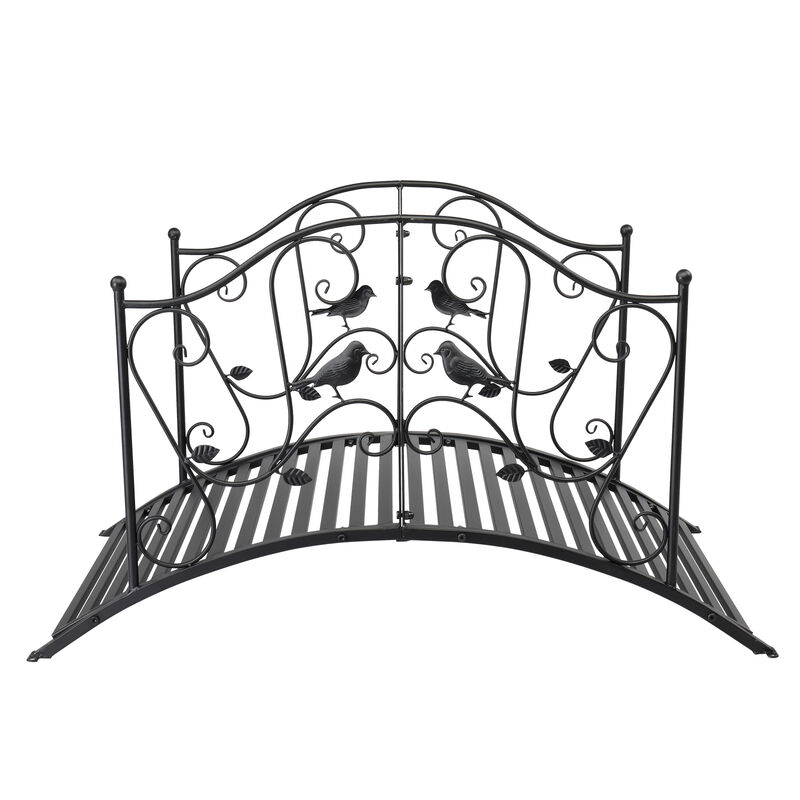 Stylish Courtyard Iron Handrail with Arched Design and Bird Motif
