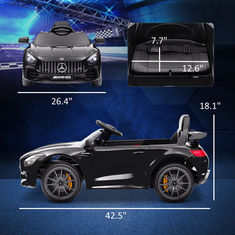 BreeBe Mercedes-Benz AMG GTR Licensed 12V Battery Powered Kids Electric Car w/ Remote Control & Soft Start image number 2