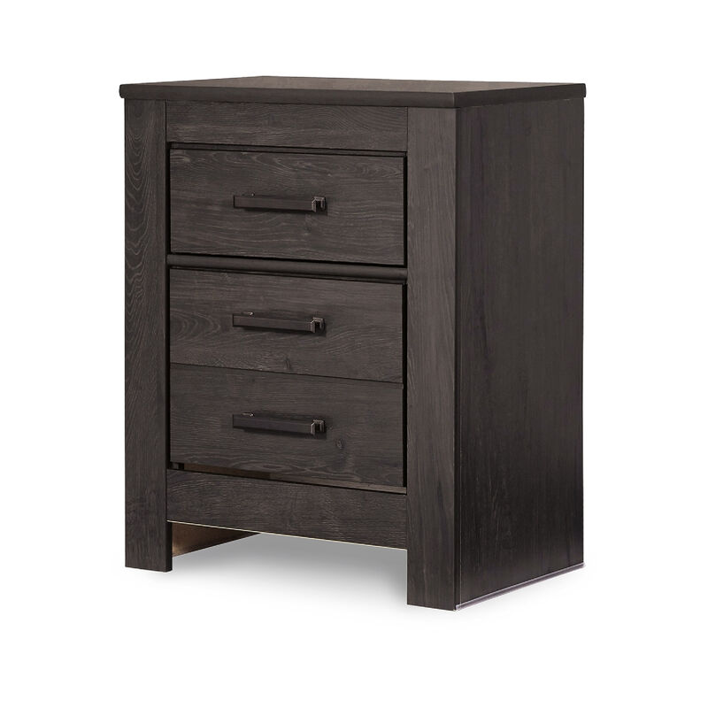 Brin Nightstand, 2 Drawers, Rustic Contemporary Laminate Charcoal Gray