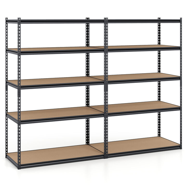 Set of 2 Heavy-Duty 5-Tier Garage Storage Racks with Adjustable Shelves