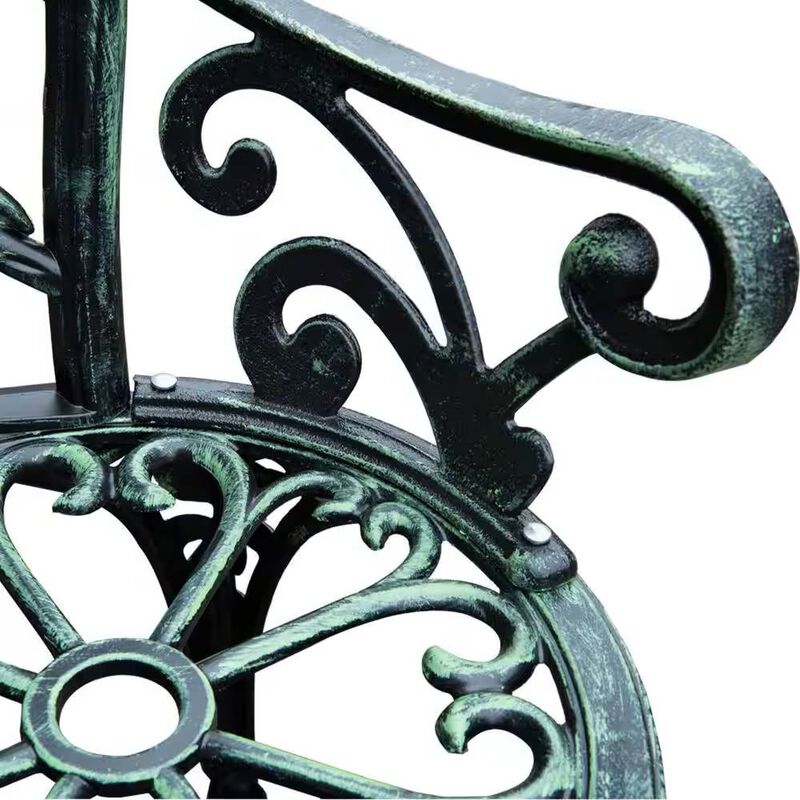 Outdoor Patio Garden Bench with Backrest in Metal Finish for Yard or Porch