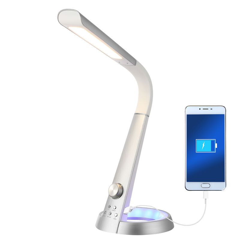 Milton Aluminum Contemporary Minimalist Adjustable Head Dimmable USB Charging LED Task Lamp